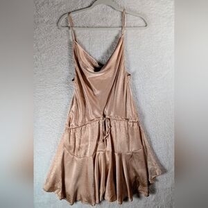 199-Polly Satin Midi‎ Dress in Shimmering Bronze
